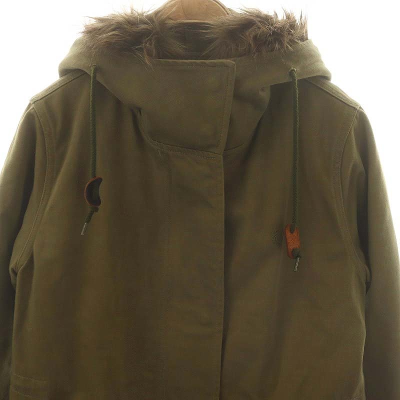 フレッドペリー FRED PERRY ライナー付き モッズコート フェイクファー UK10 カーキ /MI ■OS レディース