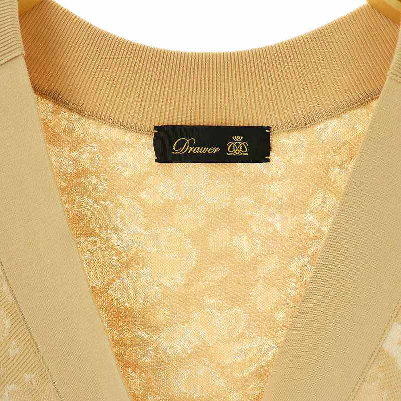 ドゥロワー Drawer フラワージャガードカーディガン Vネック 総柄