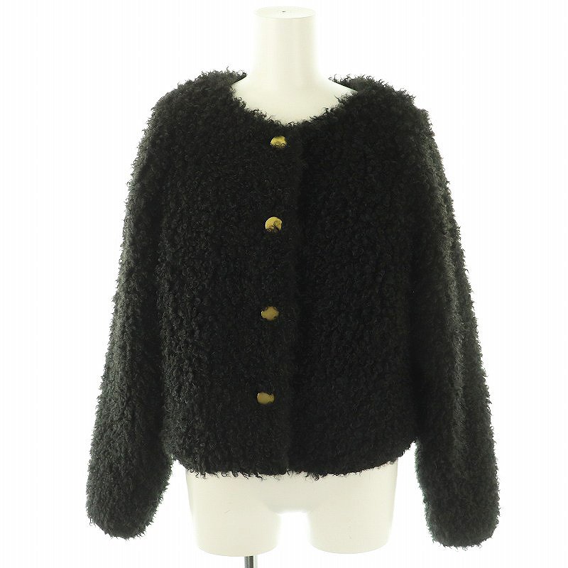 カデュネ CADUNE 24AW ボアジャン ジャケット ノーカラー 36 ブラック