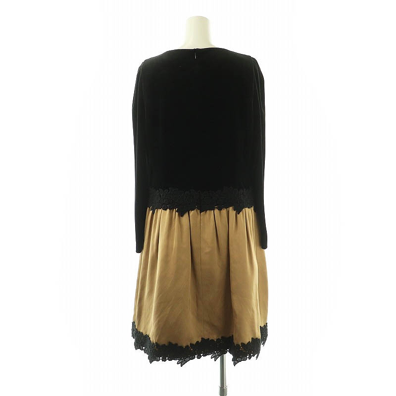 エムズグレイシー M'S GRACY ベロア 切替 ワンピース ひざ丈 40