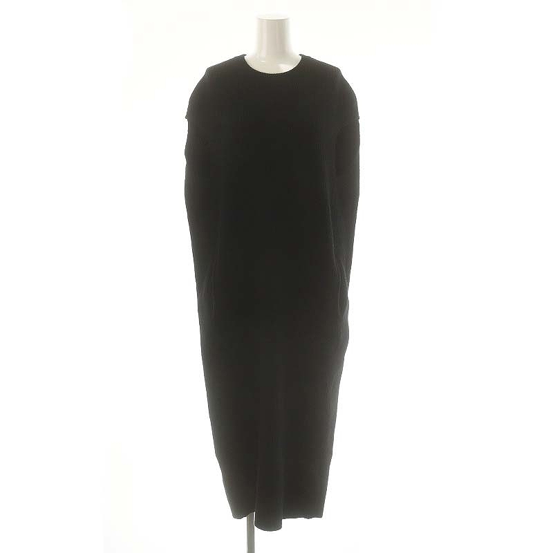 Drawer ノースリーブニットワンピ 9G畦編み ブラック カシミア混