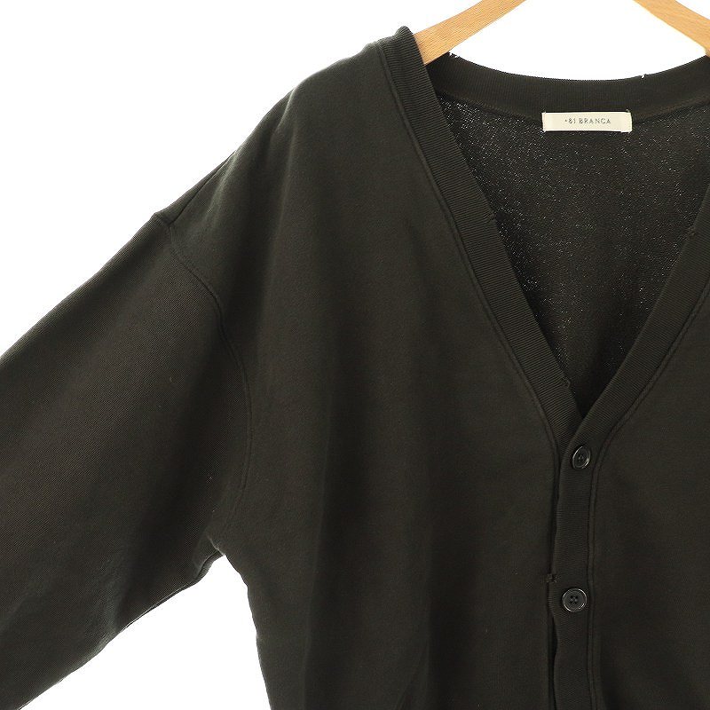 ハチイチブランカ ＋81BRANCA 24AW スウェットカーディガン Vネック ダメージ加工 F グレー /AT ■OS レディース ハチイチブランカ ＋81BRANCA 24AW スウェットカーディガン V