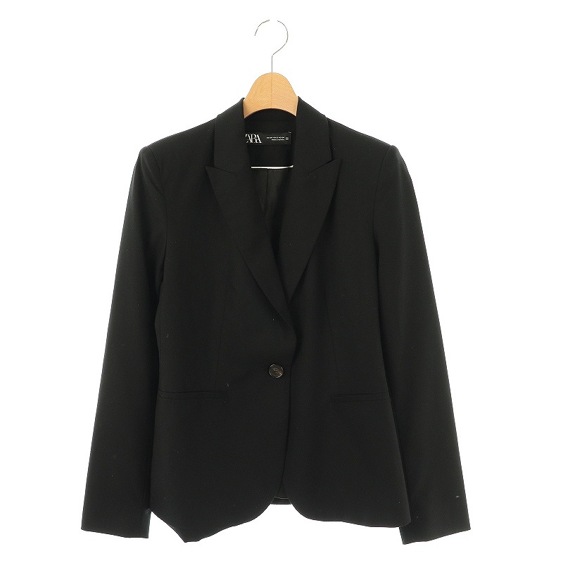 ザラ ZARA テーラードジャケット シングル EUR34 ブラック /DF □OS 