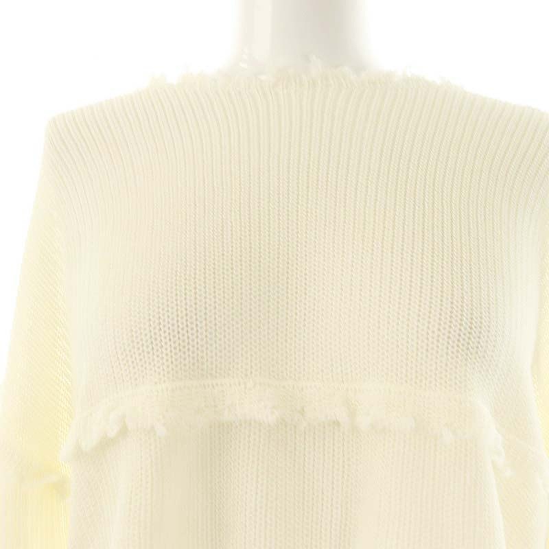 3.1 フィリップリム 3.1 phillip lim グランジ加工ティアードニット セーター 長袖 クロップド XS オフホワイト /ES ■OS レディース 3.1 フィリップリム 3.1 phillip lim グランジ加工ティアード