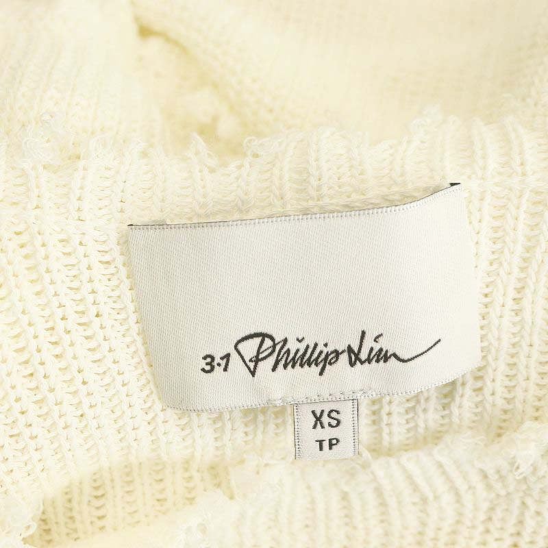 3.1 フィリップリム 3.1 phillip lim グランジ加工ティアードニット セーター 長袖 クロップド XS オフホワイト /ES ■OS レディース 3.1 フィリップリム 3.1 phillip lim グランジ加工ティアード
