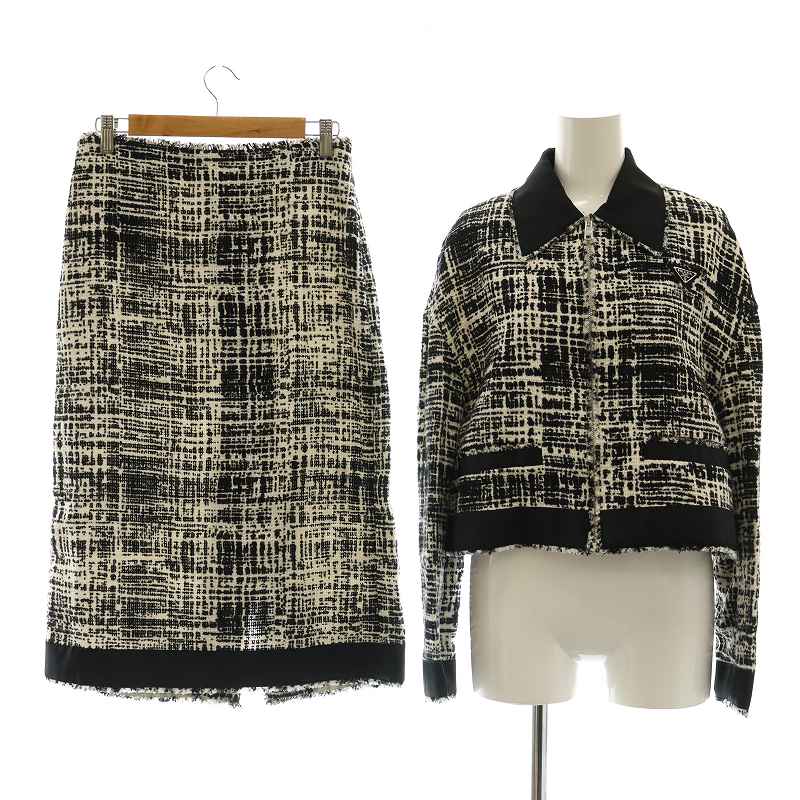 プラダ PRADA セットアップ 上下 22SS P520Mツイードジャケット P163T 