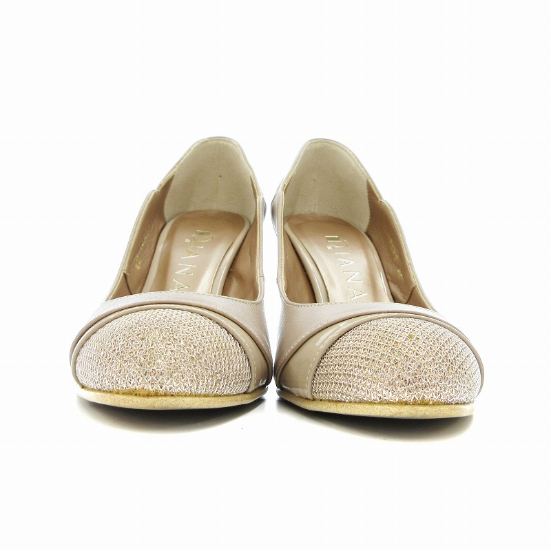 ダイアナ DIANA ハイヒールパンプス シューズ ラメ切替 21cm ベージュ