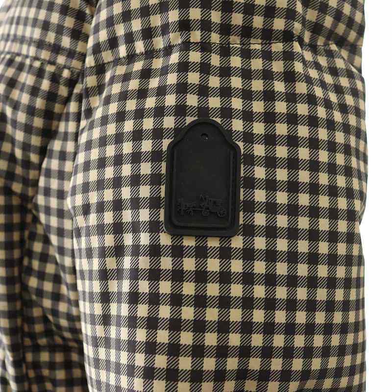 【中古】コーチ 85130リアルファーフーデットダウンジャケット ラクーンファー チェック XS ベージュ 黒 レディース コーチ COACH 85130リアルファーフーデットダウンジャケット ラクーン