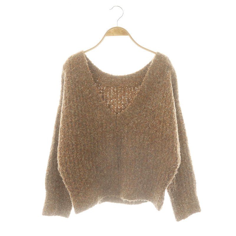 GRACE CONTINENTAL ネップVネックニットトップ ウールVネックニット