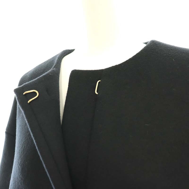 美品 イエナ24aw シャルムビーバーAラインコート サックスブルー 38 試着のみイエナ24aw シャルムビーバーAラインコート サックスブルー