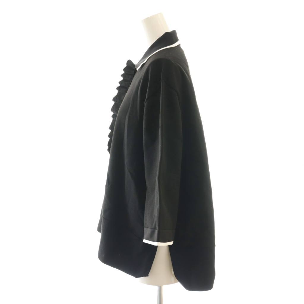 【中古】ユナイテッドアローズ UNITED ARROWS ミニマルフリル ポロニット 七分袖 F 黒 ブラック 1518-106-1887 ユナイテッドアローズ UNITED ARROWS ミニマルフリル ポロニット 七分