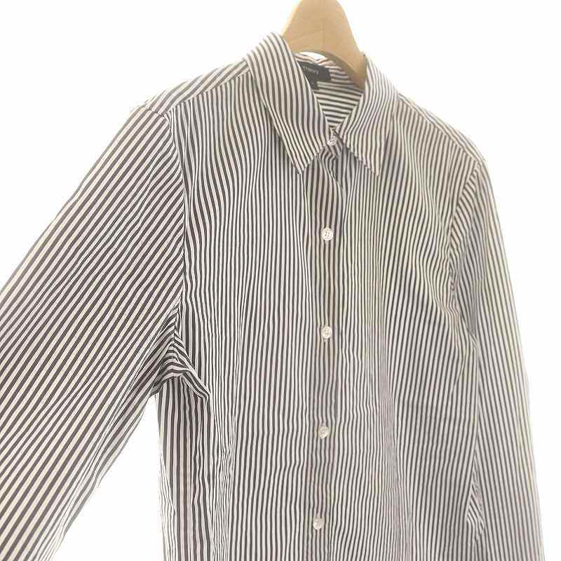 セオリー Theory 23AW DOWNING BAR NEW STRAIGHT SH ストライプシャツ 長袖 S ダークネイビー ホワイト /DF ■OS レディース セオリー Theory 23AW DOWNING BAR NEW STRAIGHT SH ストライプ