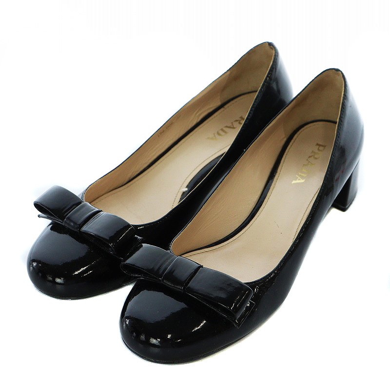 PRADA プラダ パテントレザー パンプス ブラック エナメル 37 24cm