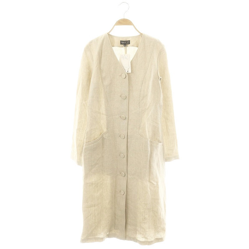未使用品 アニエスベー agnes b. 24SS リネン ロング ノーカラー