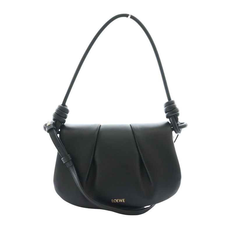 ロエベ LOEWE PASEO SATCHEL 2WAY ハンドバッグ ショルダー レザー 黒 