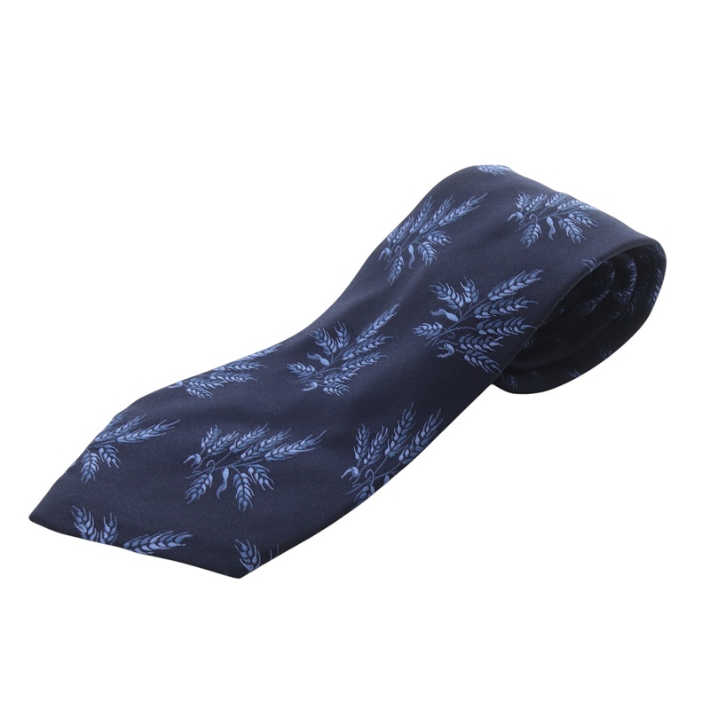 シャネル CHANEL リーフ柄 シルクネクタイ 紺 ネイビー /SR40 □OH  
