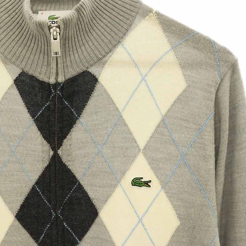 ラコステ LACOSTE アーガイル柄 ニットジャケット ジップアップ 4 
