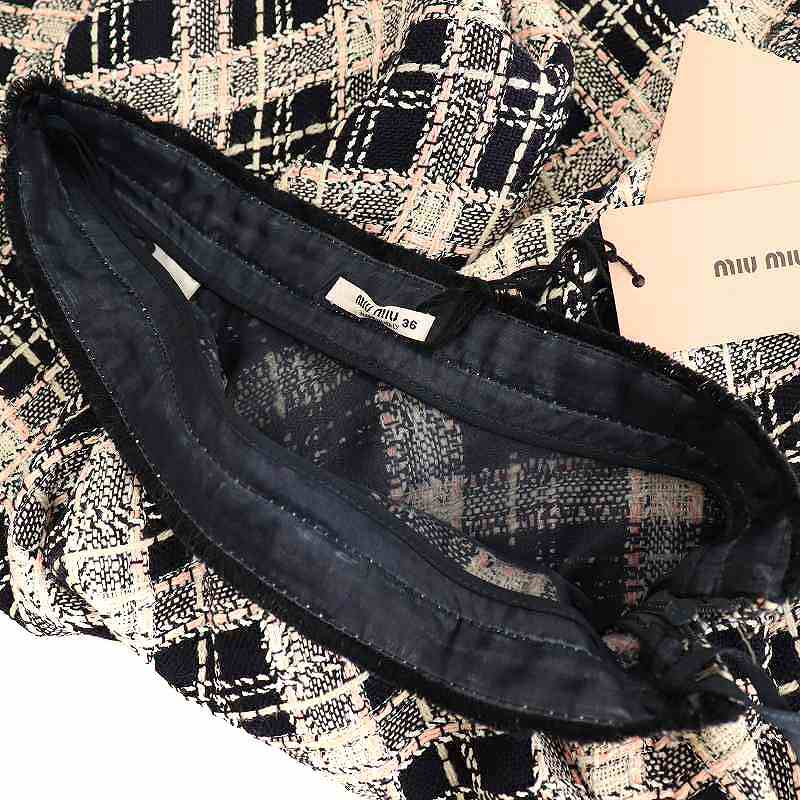 MIUMIU ツイードチェックフレアスカート 【公式通販】