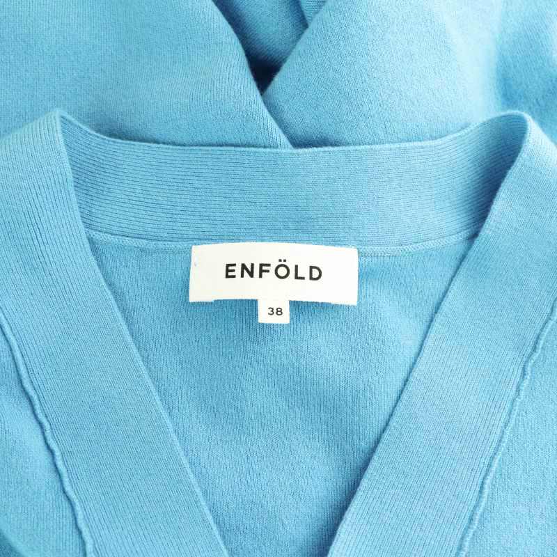エンフォルド ENFOLD PEPLUM CARDIGAN カーディガン ニット 38 青 黄色 /MI ■OS レディース エンフォルド ENFOLD PEPLUM CARDIGAN カーディガン ニット 38