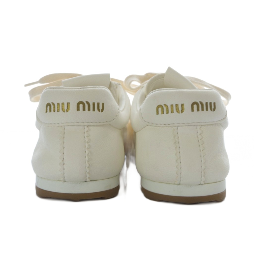 Miu Miu ナッパレザー スニーカー ホワイト ホワイト プリューム ブリーチドナッパレザー スニーカー | Miu Miu