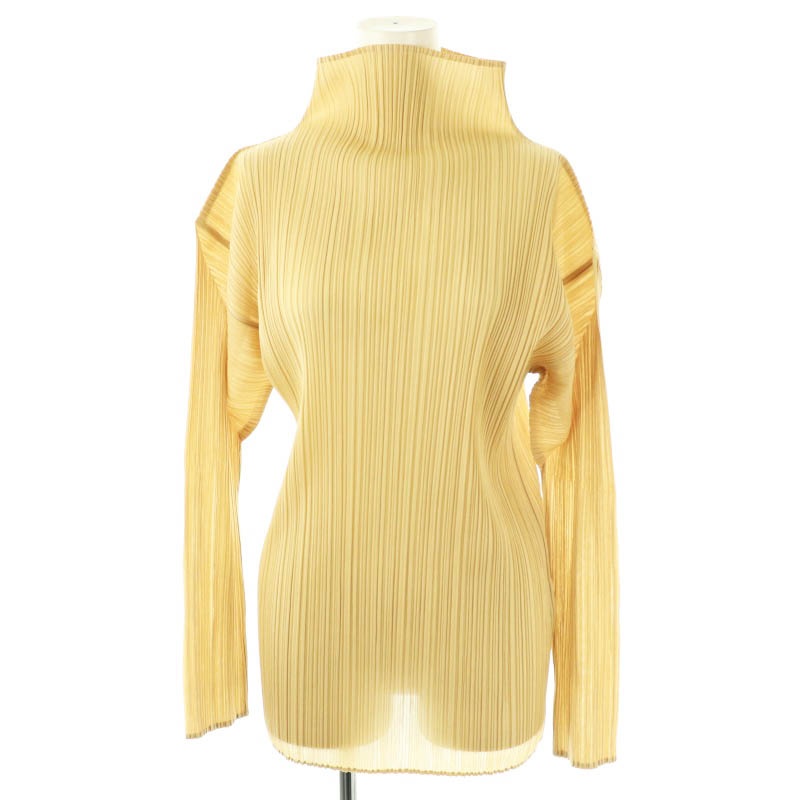 イッセイミヤケ ISSEY MIYAKE プリーツ長袖ハイネックカットソー