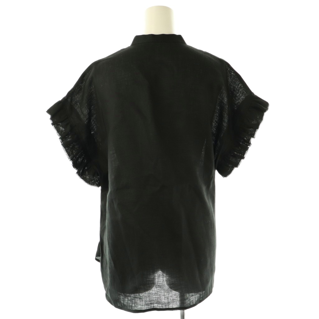 Liesse リエス リネン フリル付き半袖シャツ ピンクLiesse リエス