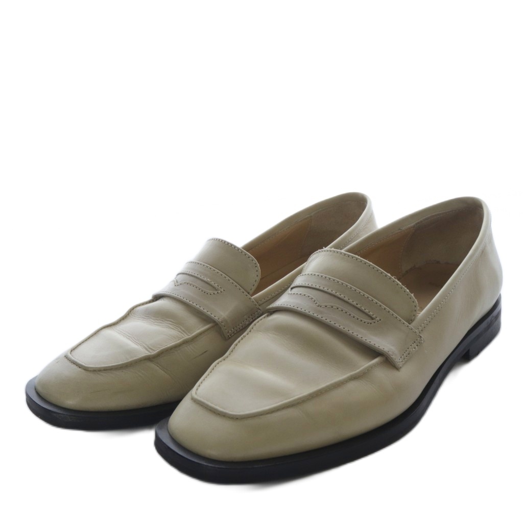 銀座かねまつ ベージュ レザー ローファー 銀座かねまつ GINZA Kanematsu ローファー スリッポン ローヒール