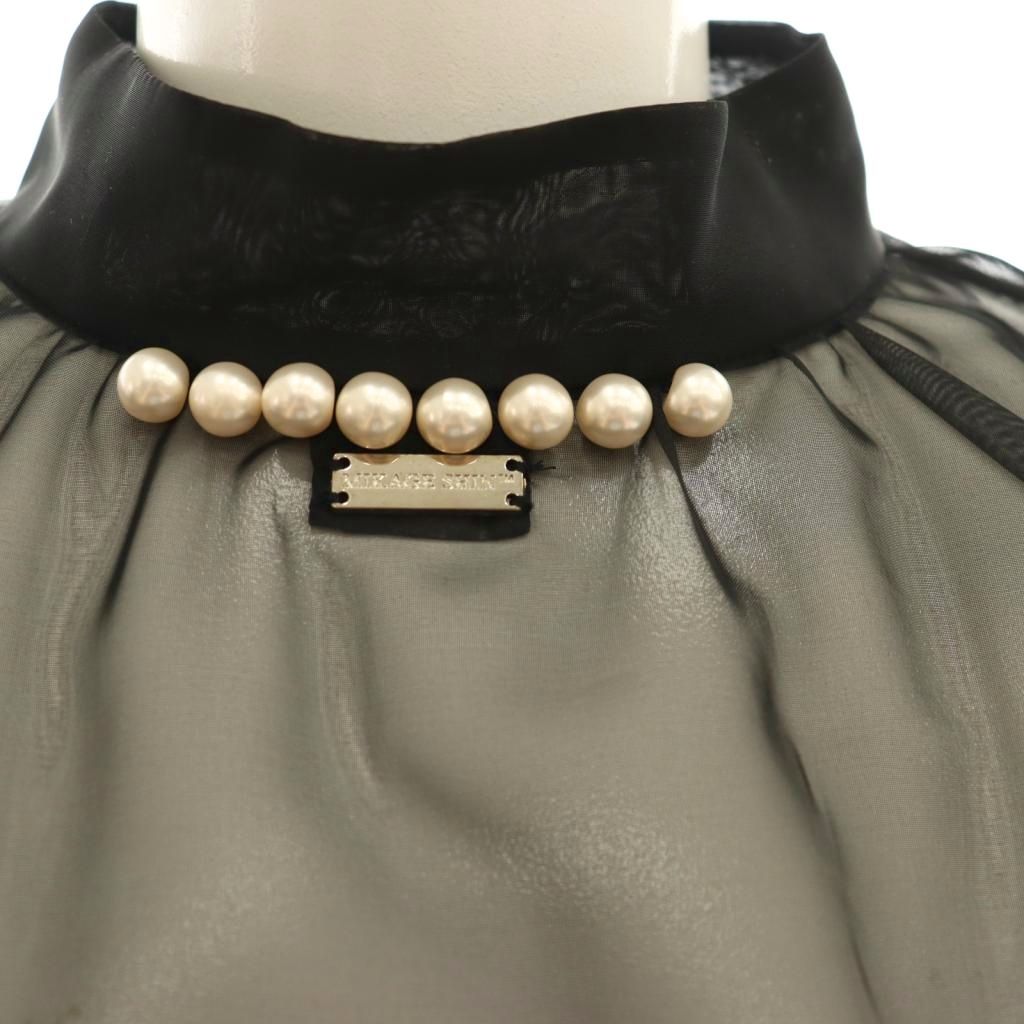 トップス MIKAGE SHIN Angel Pearl choker tops ミカゲシン MIKAGESHIN 23AW Angel Pearl choker tops ブラウス 長袖