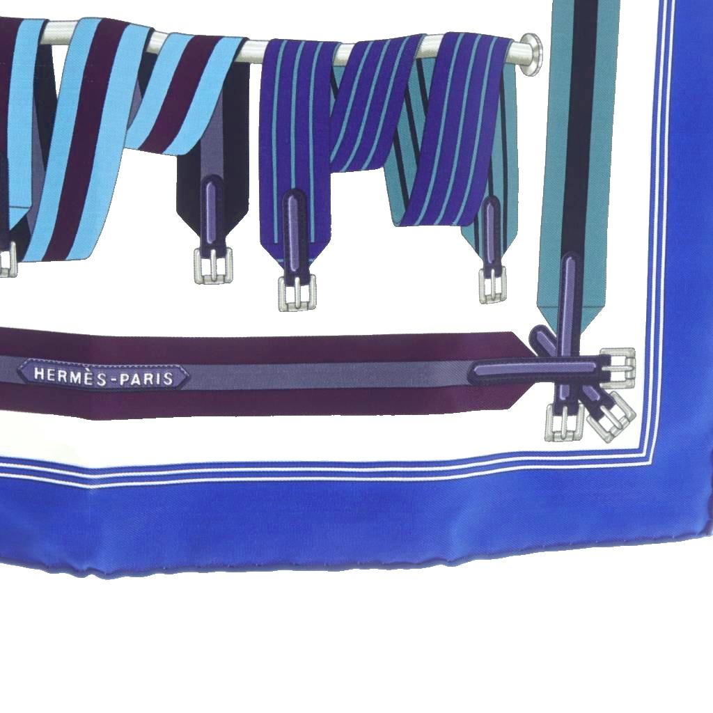 エルメス HERMES Les Sangles サスペンダー スカーフ カレ45 青 ブルー
