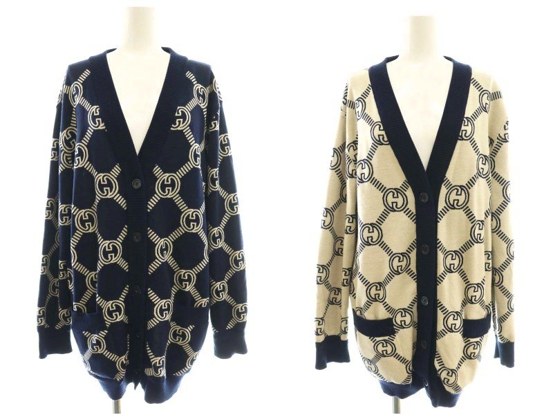 グッチ GUCCI 692696 GGウール ジャカード リバーシブルカーディガン  