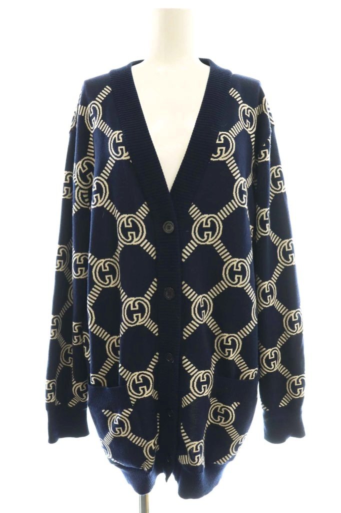 グッチ GUCCI 692696 GGウール ジャカード リバーシブルカーディガン 