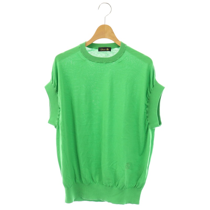 ドゥロワー16G天竺編みクルーフレンチスリーブニット