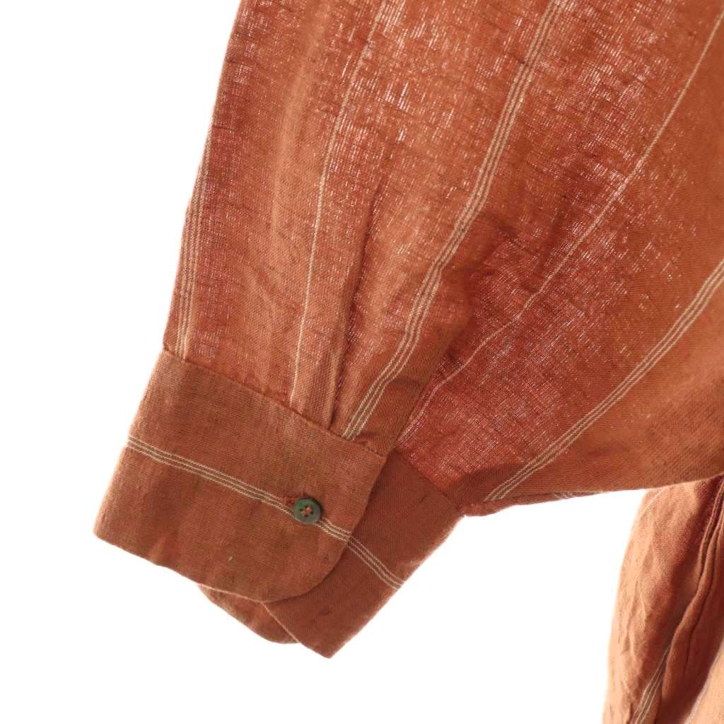 ノーメント normment ストライプ柄リネンワンピース ロング F 茶