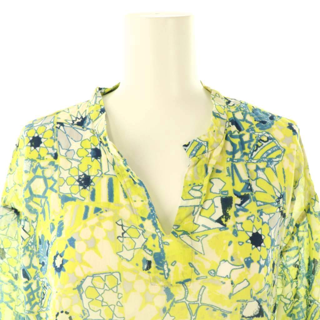 Plantation プランテーション チェックブーケワンピース イエロー プランテーション plantation ワンピース 総柄 キーネック 花柄