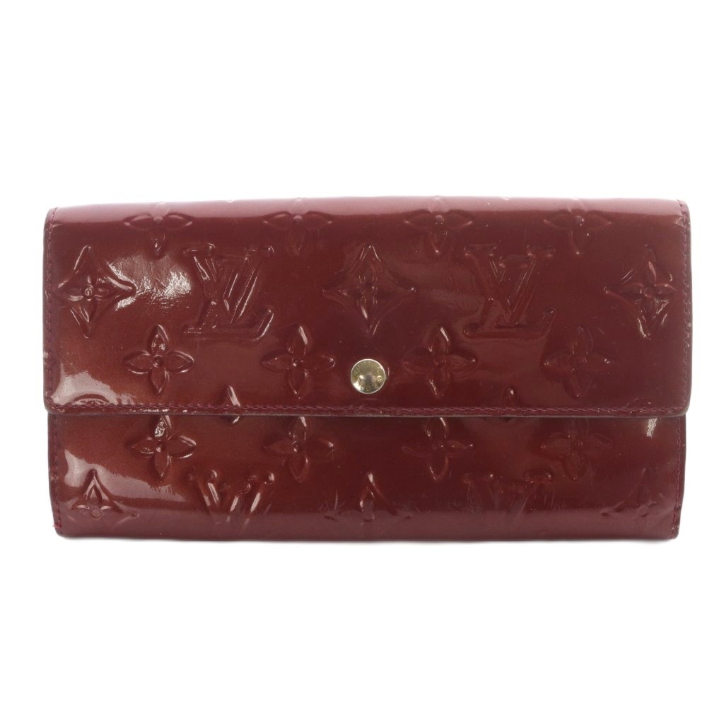 【美品】ルイヴィトン　ポルトフォイユサラ　ヴェルニ　レッド ルイヴィトン 長財布 LOUIS VUITTON 破格本物 ヴェルニ