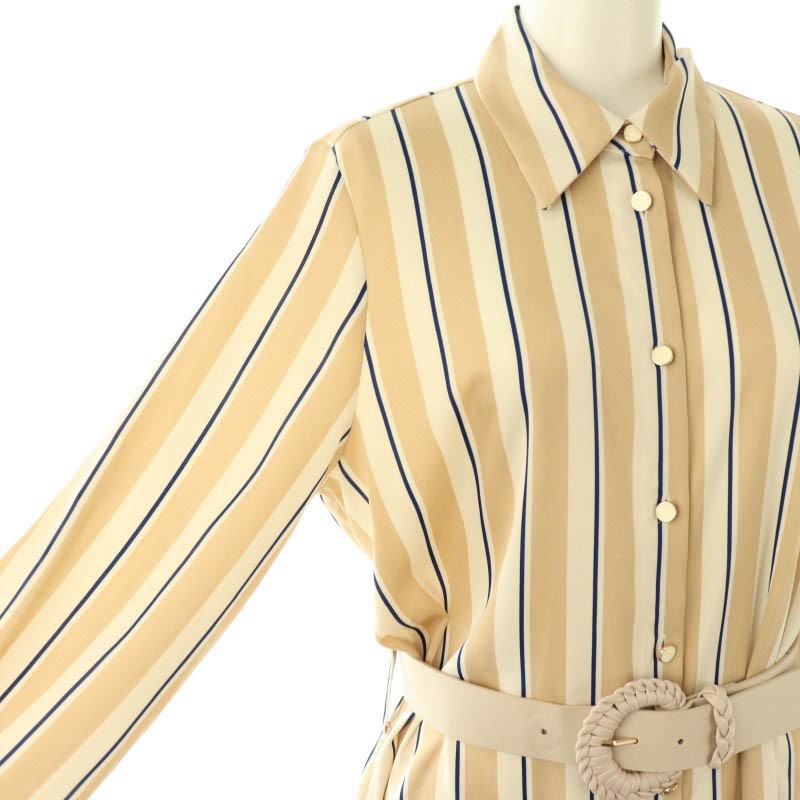 ザラ ZARA ストライプ シャツワンピース ベルト付き USA S