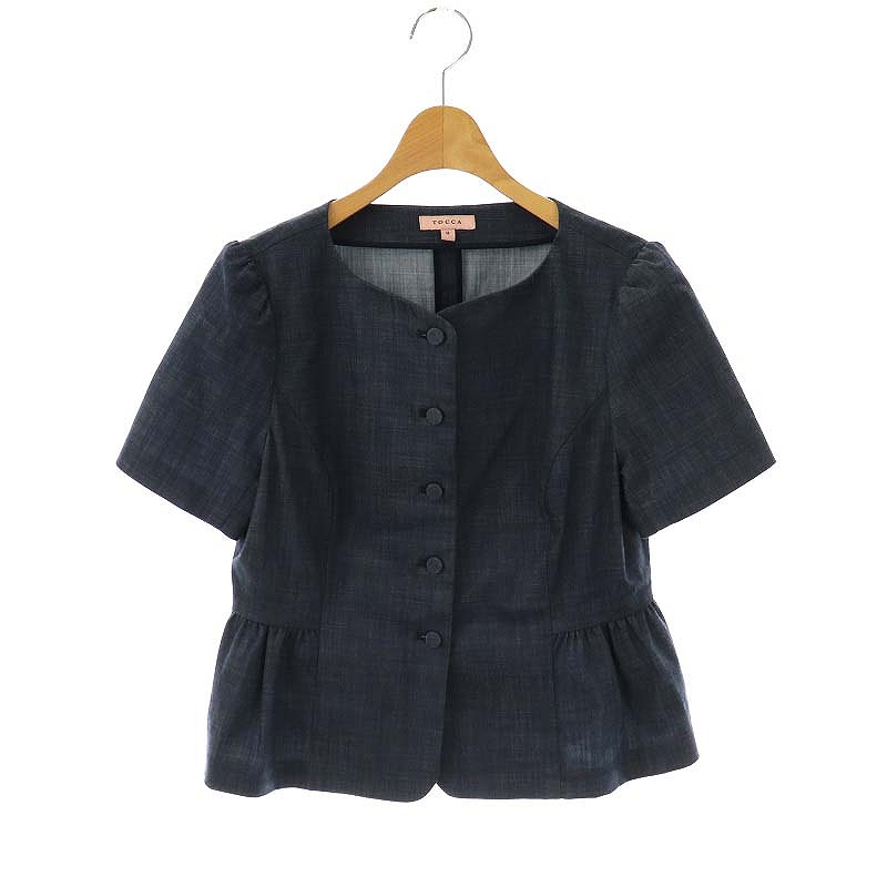 トッカ TOCCA 25SS NIGHT OCEAN ブラウス 半袖 0 紺 ネイビー /AT □OS  