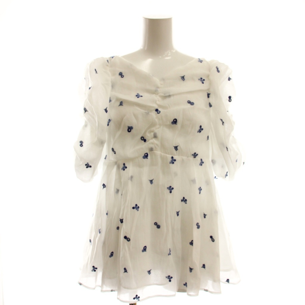 セルフォード CELFORD 25SS 小花刺繍ペプラムブラウス Vネック プル