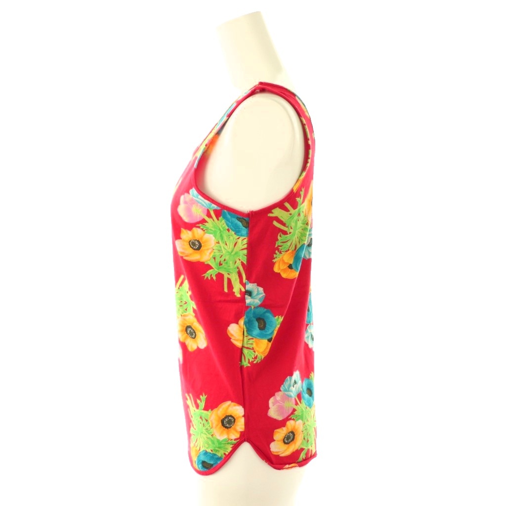 【中古】ケンゾー vintage エルカ期 フラワーノースリーブトップス×スカート セットアップ タンクトップ フレア M 赤 ケンゾー KENZO vintage エルカ期 フラワーノースリーブトップス