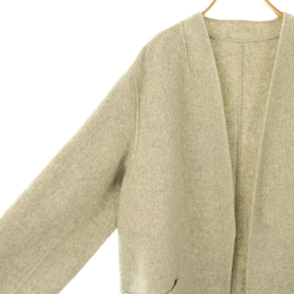 ウィムガゼット　ビーバーリバーコート　ロング　ノーカラー　ライトグレー Whim Gazette（ウィムガゼット）の「ノーカラーロングリバー