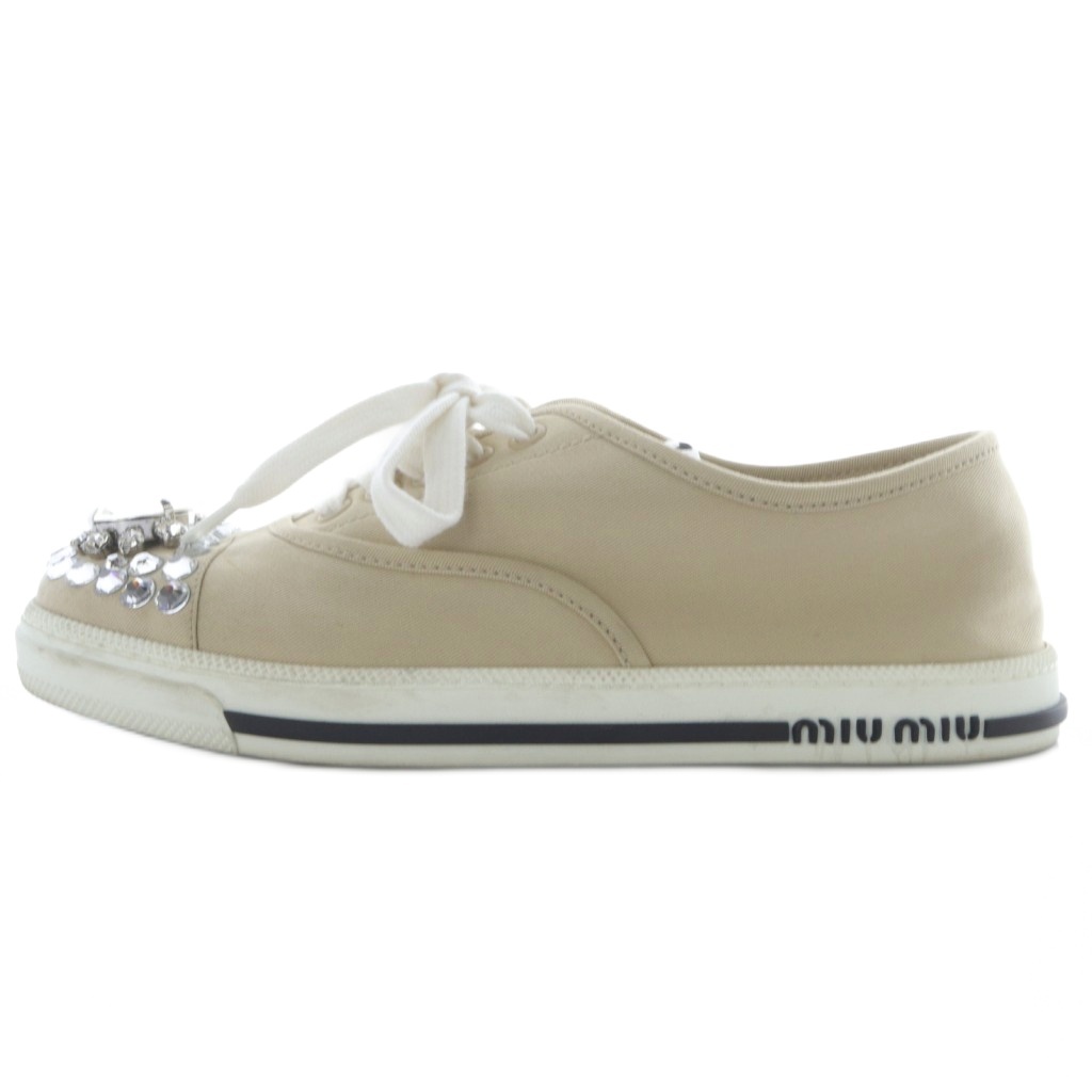 ミュウミュウ miumiu ビジュー スニーカー 35.5 ベージュ /SR