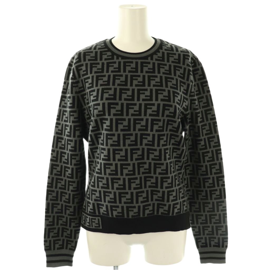 フェンディ FENDI FZY703 A5QG ズッカ柄ニット セーター 長袖 I42 黒 