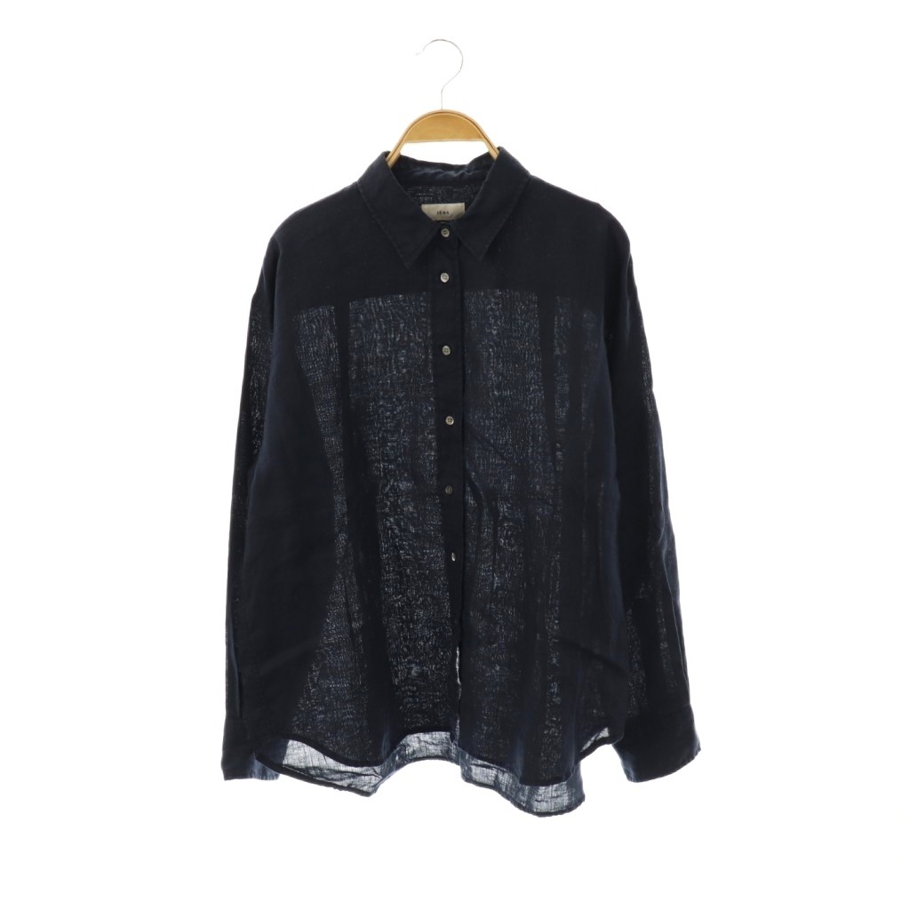 イエナ IENA 25SS ウォッシャブル リネン2WAY シャツ 長袖 ネイビー  