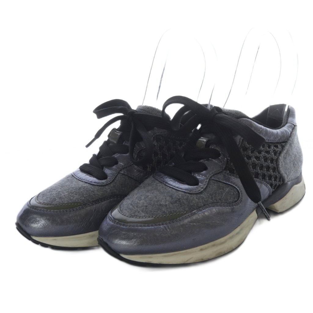 TOD'S トッズ ローカットスニーカー 異素材 グレー 37 1/2 TOD'S トッズ ローカットスニーカー 異素材 グレー 37 1/2