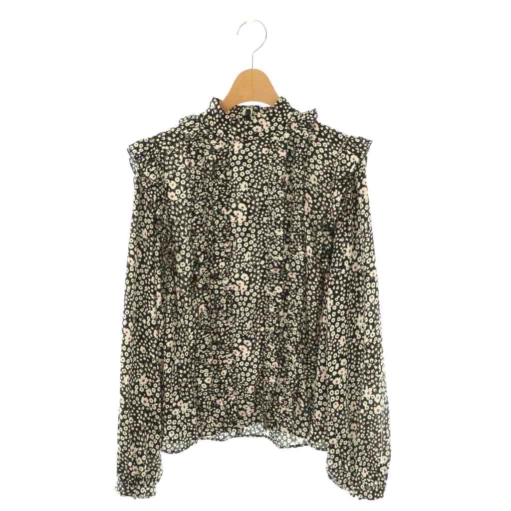 martinique マルティニークバックサテンフラワーフリルブラウス