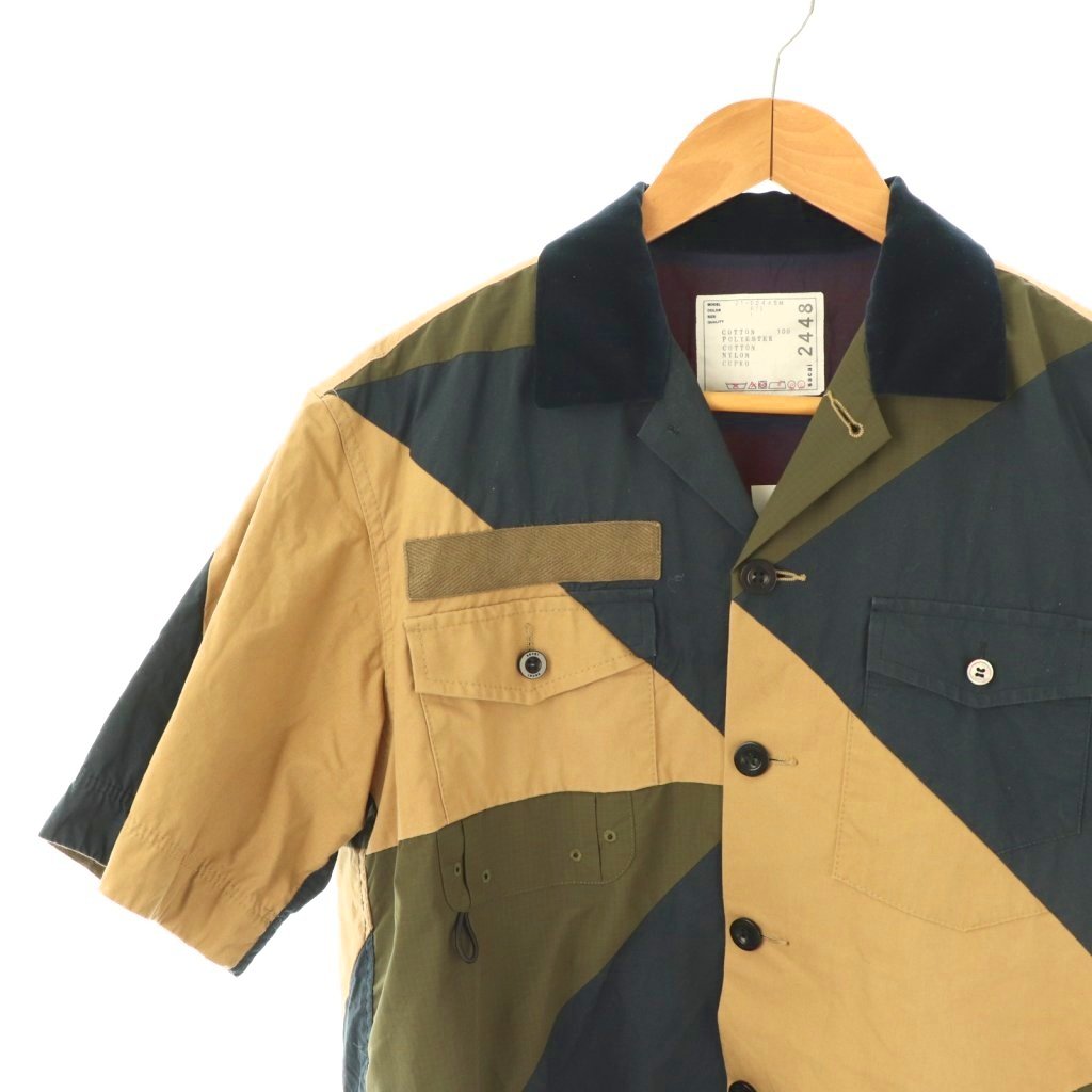 サカイ sacai Hank Willis Thomas Solid Mix Shirt 半袖シャツ 前開き