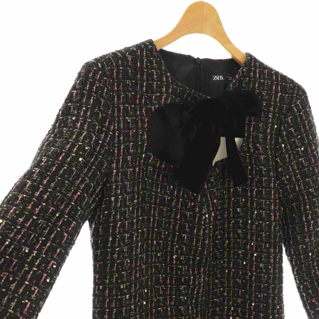 新品タグ付き【ZARA】ZWコレクション ベルベットリボン ツイード
