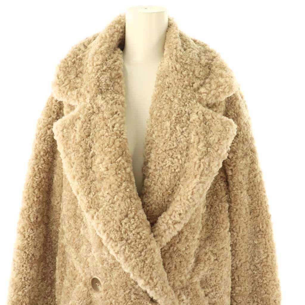 未使用品 ザラ ZARA ボア ロングコート アウター ダブル XS ベージュ