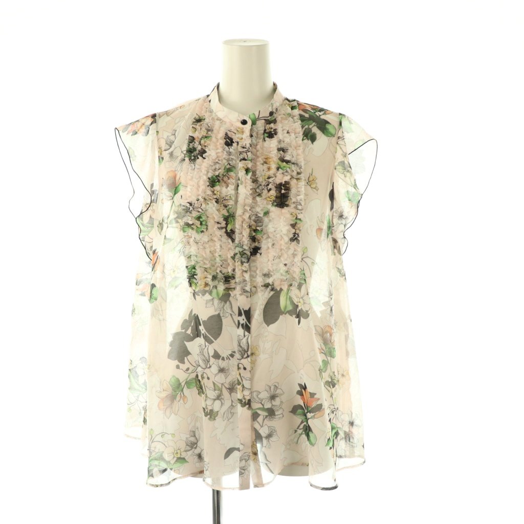 アナイ bouquet プリント ミニフリルブラウス