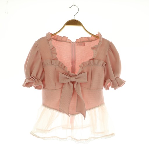 リルリリー lilLilly 25SS ワッフルリボンオーガンジーフリルトップス 